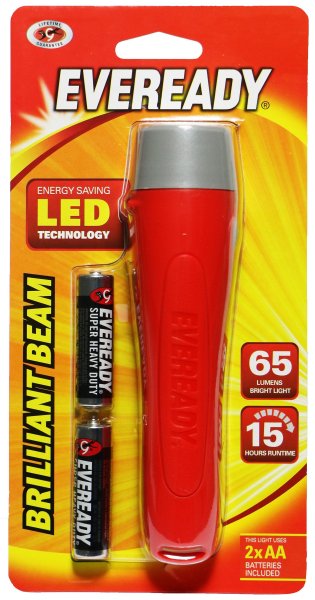 TORCH EVEREADY LED 65 LUMENS [2 x AA Batteries included] with Lanyard loop TE-VAL2AA